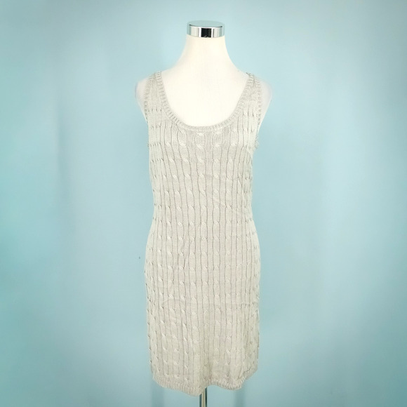 Ralph Lauren Black Label Dresses & Skirts - Ralph Lauren Black Label Size Large L Silver Gray Metallic Cable Knit Silk Dress